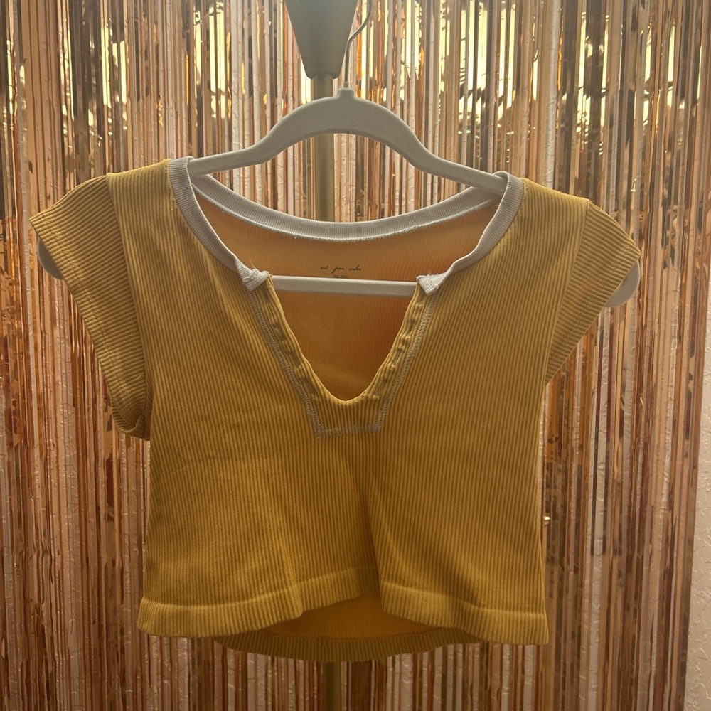 Yellow Ribbed Crop Top